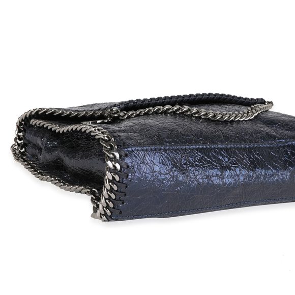Stella McCartney Metallic Blue Cracked Vegan Leather Falabella Mini Crossbody - Picture 6 of 7